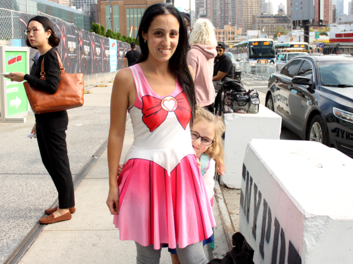 Melissa Campbell and her daughter, from Long Island, dressed up as Sailor Chibi Moon and Sailor Moon, respectively.