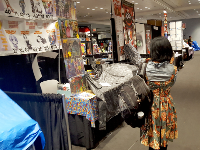 They got to the Javits Center at about 8:30 to beat the security checkpoint rush and do some light setup.