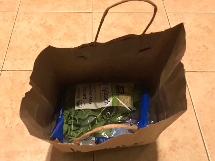 It was a bit off-putting to find an open Whole Foods bag with the Instacart delivery in it, as it felt like anyone could help themselves pretty easily.