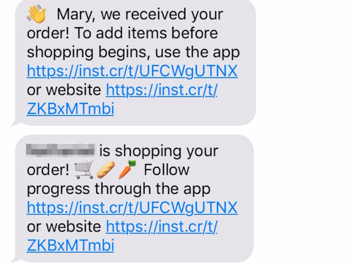 Once I completed the order on the website, I received a text message with a link to the app that allowed me to track the order.