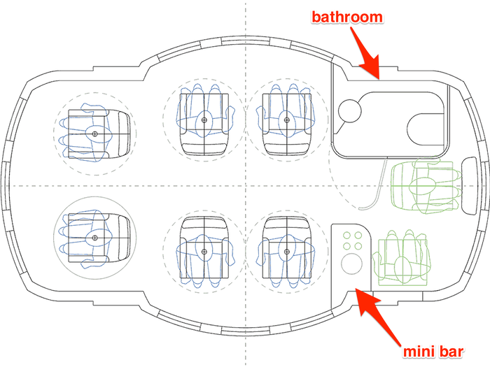 Voyager will have eight seats total: six for passengers (at $75,000-$100,000 each), one for Garan (who will pilot the craft), and another for a co-pilot (or other World View employee). There will also be a bathroom and a mini-bar.