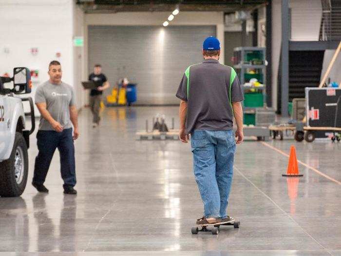 While some employees use skateboards...