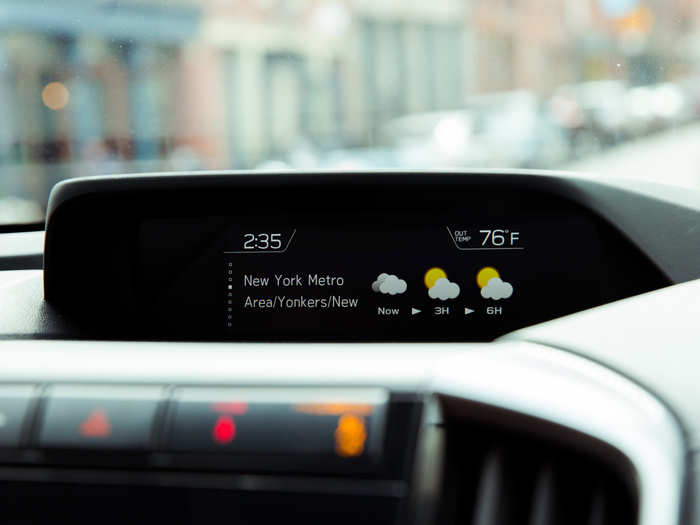 Atop the main screen is a secondary information display. Using a set of buttons located on the dash, you can scroll through a variety of information including the weather,...