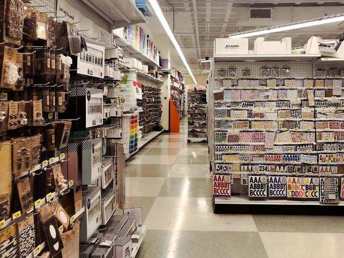  Joann had a ton of supplies for everything from scrap-booking to jewelry making, like Hobby Lobby and Michaels. 