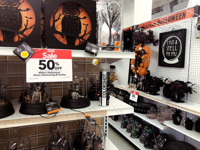 Halloween and fall decor were all at the front of the store, and everything was on sale for 50% off.