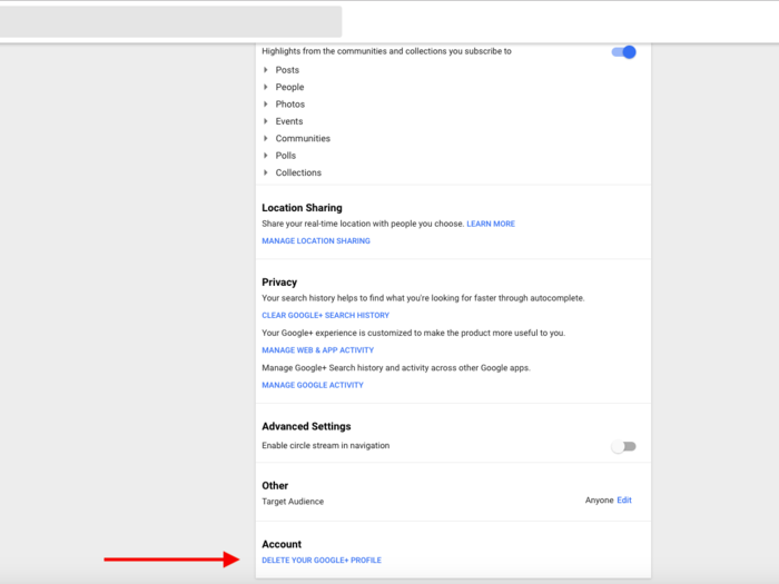 Scroll to the bottom of the Settings page, and click "Delete your Google+ Profile." On the next screen, you