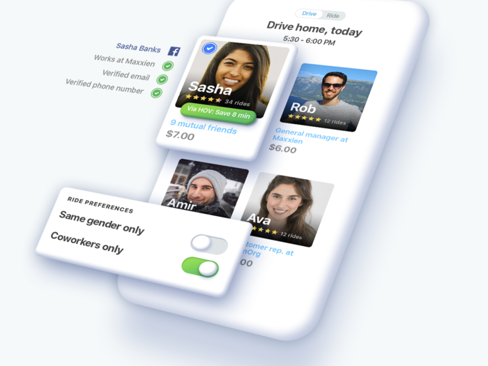 You can filter who gives you a ride by a range of criteria.