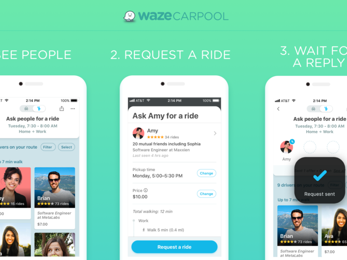 Drivers will be able to turn on the feature in the Waze app. People who want a ride, however, will need to download the Waze Carpool app. Here