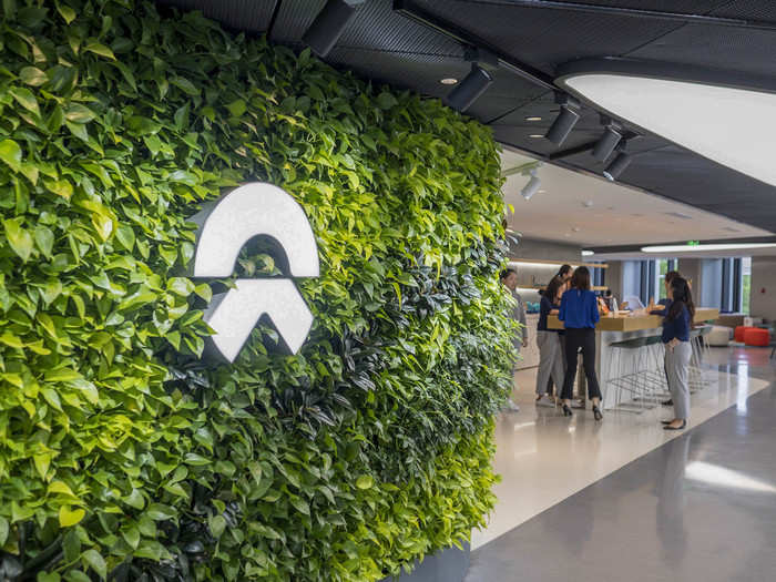 The upstairs looks like amenity-filled office of a tech startup. There are lots of walls covered with greenery.