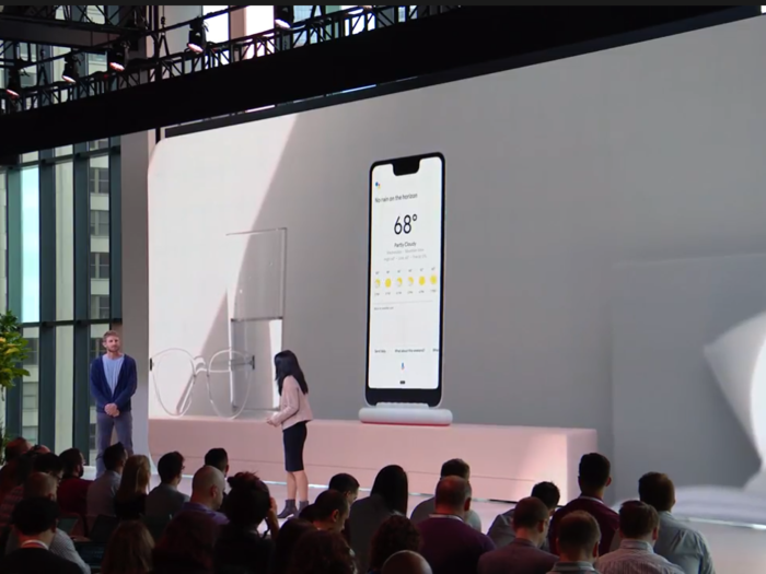 9. Google also introduced a special accessory for the Pixel 3: a $79 wireless charger called Pixel Stand, which actually changes how your phone looks when it