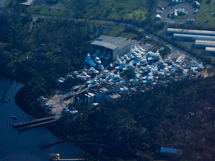 This boat yard near Apalachicola looks mostly undamaged after the storm.