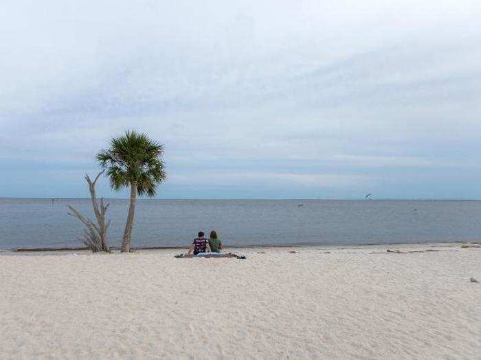 Before: An empty Shell Point Beach hours before the storm