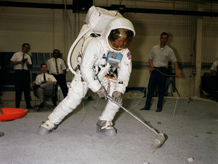 Armstrong also practiced moon moves on the ground, a less risky endeavor.