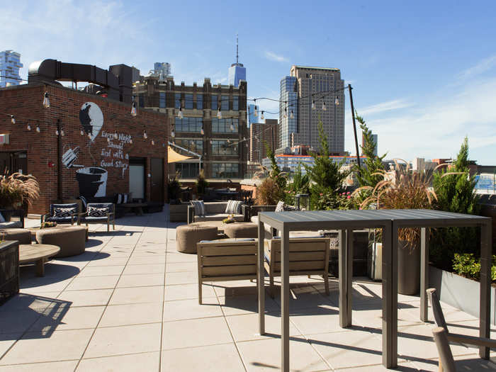 The rooftop is going for an an "elevated urban oasis vibe," according to Arlo