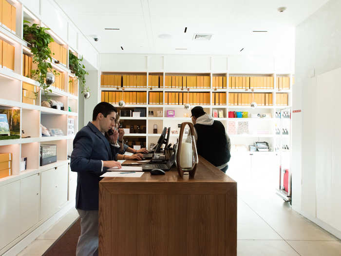 At the check-in station, guests are helped by lobby hosts, who can help you with basically everything. "They