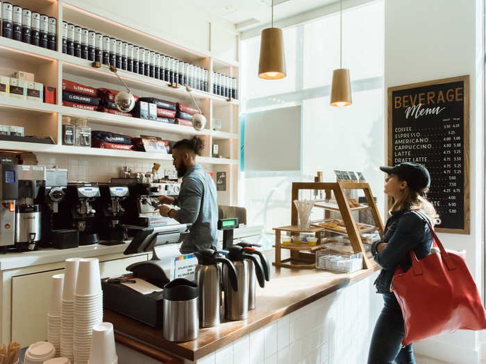 The "bodega" serves La Colombe coffee made by La Colombe-trained baristas. Egipciaco said they see quite a few customers on the overnight shifts, both guests and locals who need coffee at 4:00 or 5:00 a.m., before other coffee shops open.