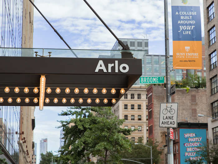 The hotel is in the trendy SoHo neighborhood, near the Holland Tunnel.