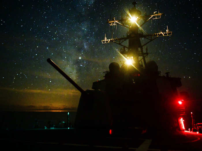 The Arleigh Burke-class guided-missile destroyer USS Ross (DDG 71) transits the Mediterranean Sea on Sept. 29, 2018.