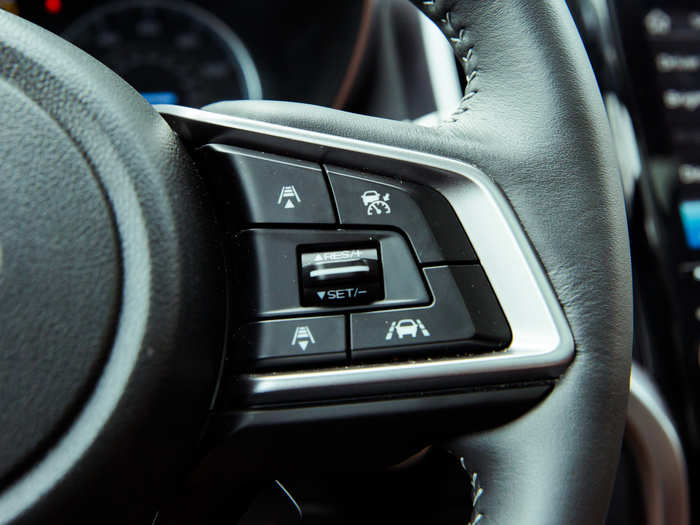 Eyesight is a suite of driver-assistance features that include adaptive cruise control, automatic pre-collision braking, lane-departure warning, and pre-collision throttle control.