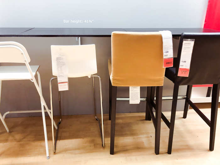 It also sells bar stools that range in price from $60 to $150. The quality varied — some of the less expensive products didn