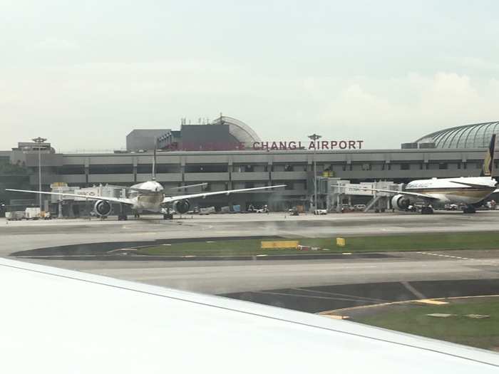 Touch down at Changi Airport! We actually arrived about 45 minutes ahead of schedule. Total flight time was actually just under 18 hours.