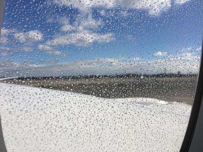 And it was a direct hit from the water cannon. Shortly thereafter, we taxied onto the runway and the pilots jammed turned loose the Rolls-Royce Trent turbofan engines.