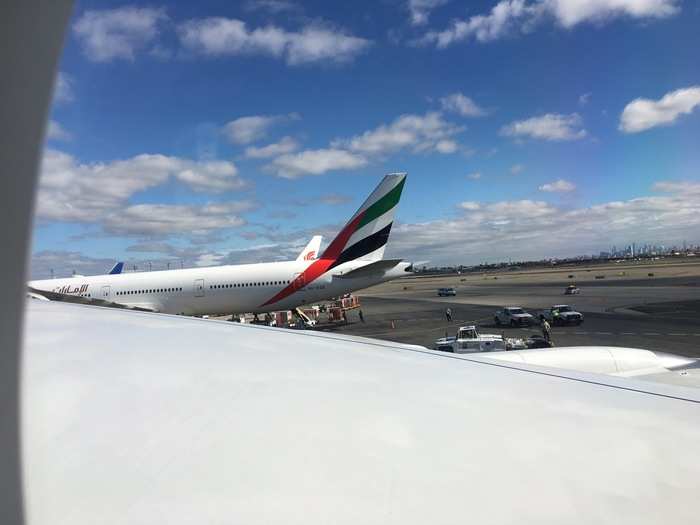 As we made our way towards the runway, we passed an Emirates Boeing 777-300ER.