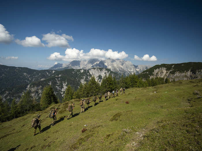 After the training sessions, the snipers hiked back down from the high-angle range.