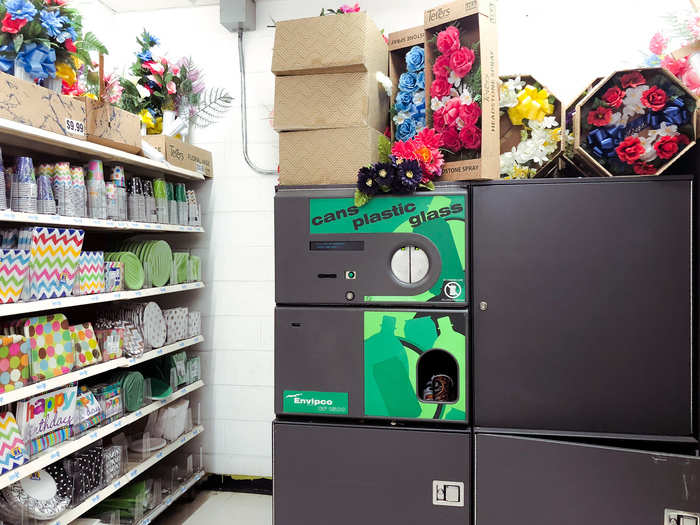 There was also a recycling machine near the front of the store, though it was tucked away in the corner and hidden by other merchandise.