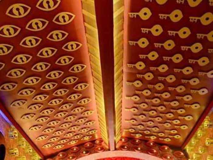 A glimpse inside the Durga puja pandal