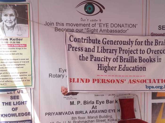 Eye donation camp set up by Samaj Sebi Sangha and M.P Birla Eye bank