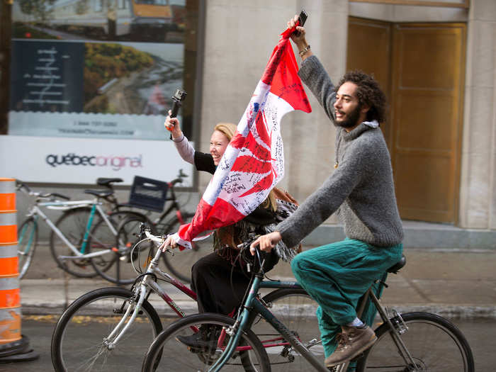 ... and on their bikes.