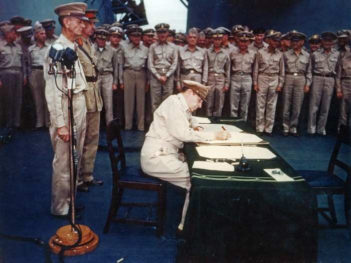 In fact, just a few months later in September 1945, World War II officially came to an end on the deck of the Mighty Mo, where the Instruments of Surrender were signed by the Allies and Japanese in Tokyo Bay.