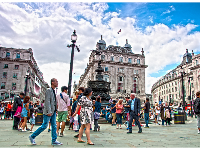 More than 9 million people live in London, England. In 2017, a record 19 million tourists visited the city.