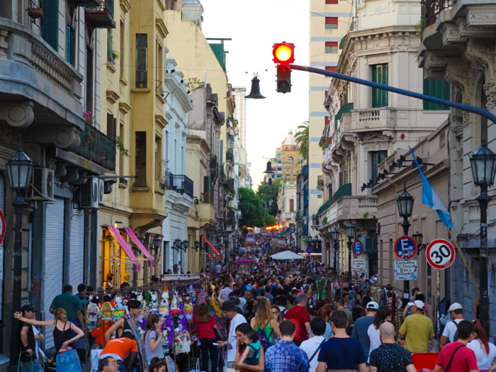 The Sunday San Telmo market is a major attraction for locals and tourists. Huge crowds are drawn to the 270-stall open air market.