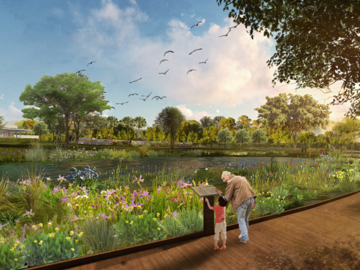 The developers will move storm water into a number of wetland ponds. They will also install new waste management systems to decontaminate the water.