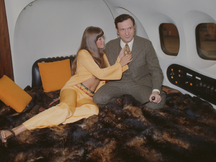 Late Playboy founder Hugh Hefner had a famously customized private plane called the "Big Bunny," which included space for 38 passengers, a living room, a fully stocked bar, and a discotheque where he often threw parties.