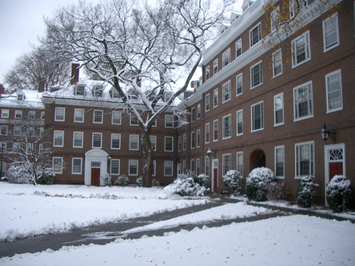 Harvard students also have to battle the elements just like everybody else.