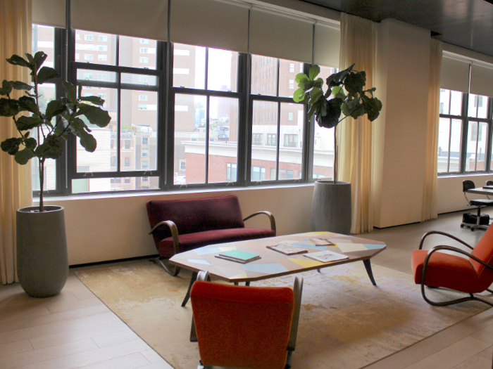 The space was airy and bright thanks to the large windows lining one entire wall.