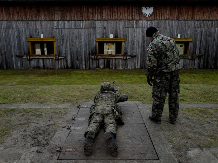 In basic training, recruits are taught marksmanship.