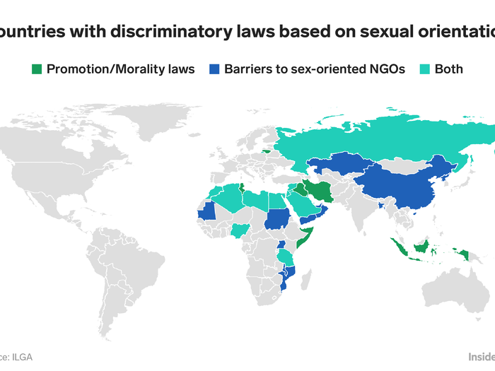 In some countries where homosexuality is legal, there are still several laws in place that make living openly difficult.