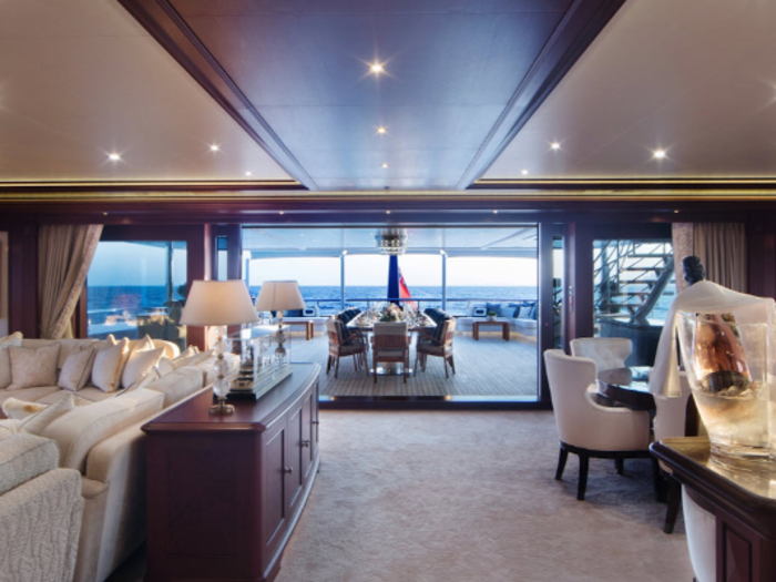 Areti, which dubs itself as "the finest super yacht on the market today," includes a helipad, sports room, beach club, and elevator, and accommodates 18 guests.