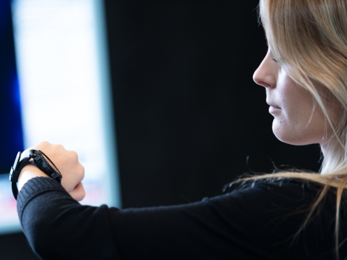 Employees like to joke that the watches make them feel like James Bond, and on a recent weekday, there was a palpable sense of excitement among the branch bankers.