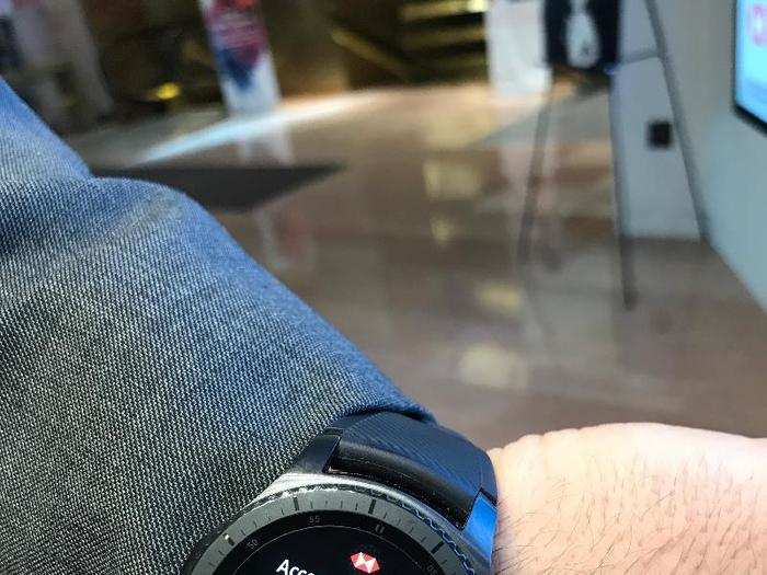 The watch works as a phone as well as a texting device, so that employees can message each other, or if they need to communicate directly, speak into a small microphone.