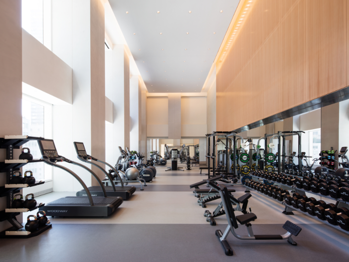 432 Park includes a fitness center, a standard amenity in luxury buildings.