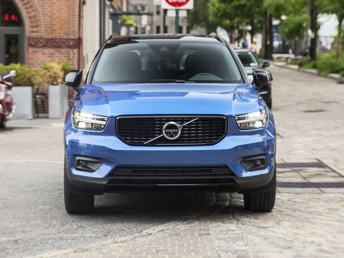 The grille is all signature Volvo elements: the legendary badge, along with the newer "Thor