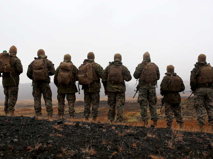 After what looked like a lengthy hike, the Marines finally reached the cold-weather training site.