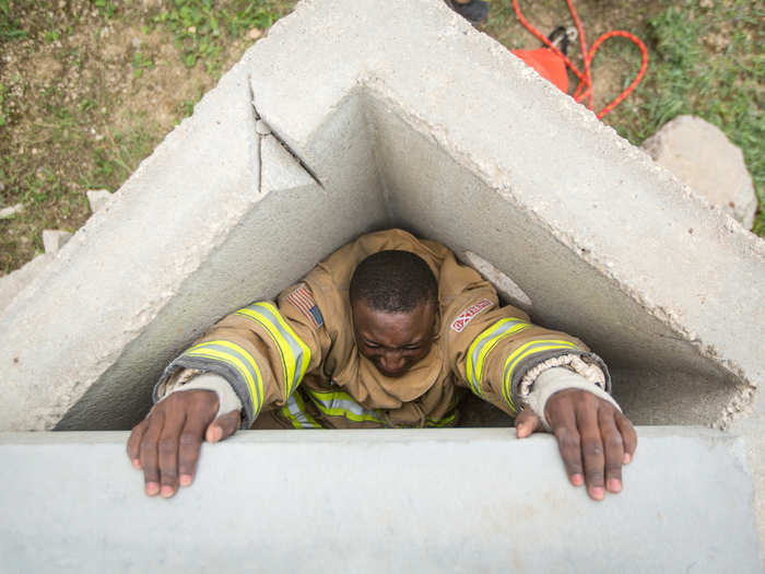 Military firefighter units often train for such confined space scenarios.