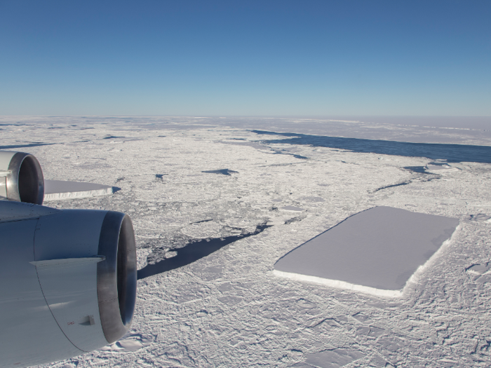 Just past the now-famous iceberg, NASA also captured another iceberg that was relatively rectangular.