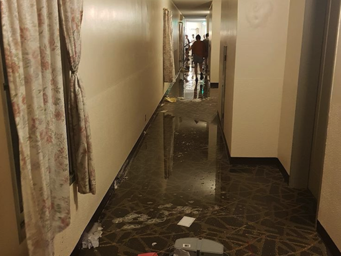 A Korean woman posted a picture showing flood damage at the Kanoa Resort on Saipan after the storm.